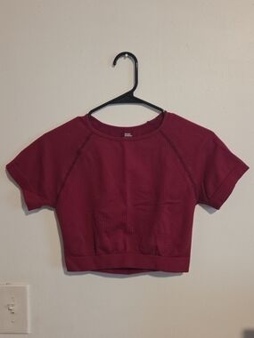 SHEIN Red, Open Back, Short Sleeve, Activewear Crop Top